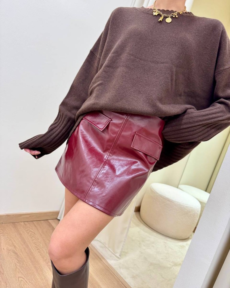 Minigonna ecopelle bordeaux Vicolo Shop Online Minigonna ecopelle bordeaux Vicolo