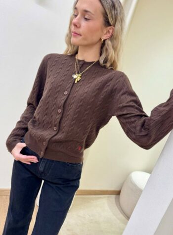 Shop Online Cardigan trecce pura lana moro Vicolo