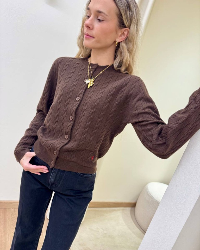 Cardigan trecce pura lana moro Vicolo Shop Online Cardigan trecce pura lana moro Vicolo