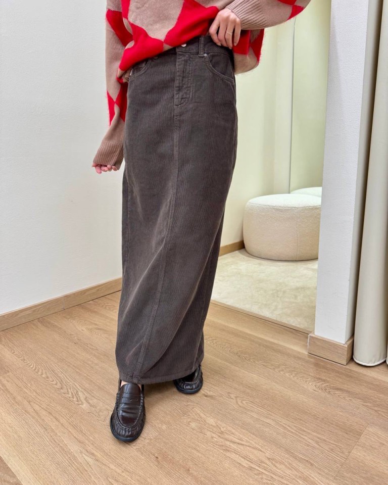 Gonna OLIVIA in velluto rocciatore moro Vicolo Shop Online Gonna OLIVIA in velluto rocciatore moro Vicolo