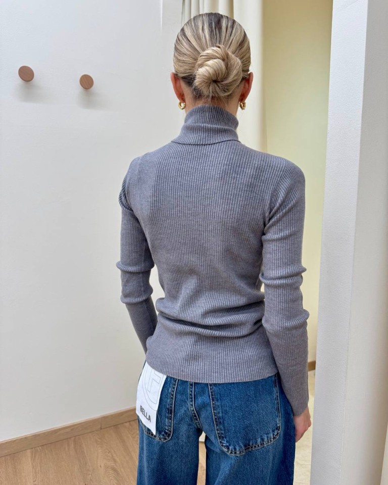 Dolcevita a costine grigio mélange Kontatto Shop Online Dolcevita a costine grigio mélange Kontatto
