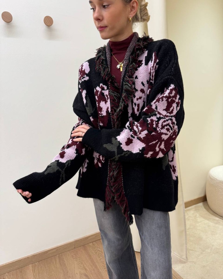 Cardigan SIERRA rose nero e rosa Kontatto Shop Online Cardigan SIERRA rose nero e rosa Kontatto