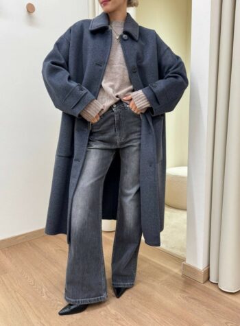 Shop Online Cappotto lungo Hand Made over ovetto grigio antracite Vicolo