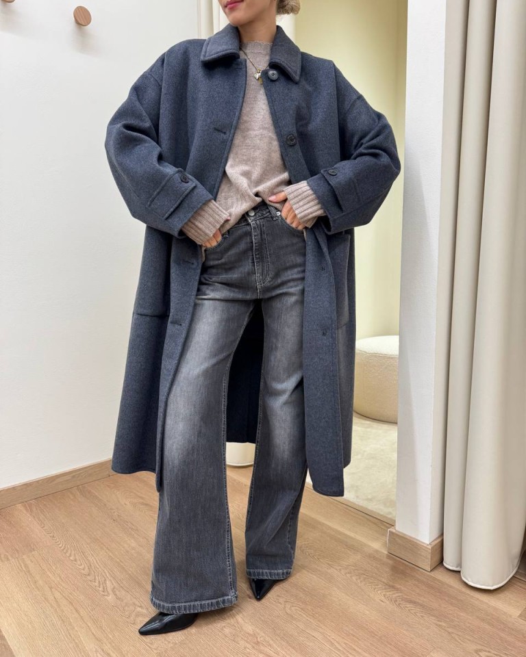 Cappotto lungo Hand Made over ovetto grigio antracite Vicolo Shop Online Cappotto lungo Hand Made over ovetto grigio antracite Vicolo