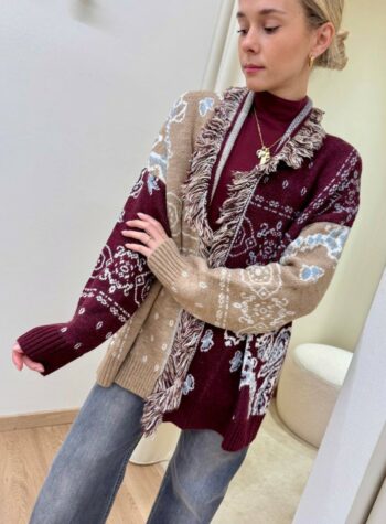 Shop Online Cardigan MAYA bandana marsala e beige Kontatto