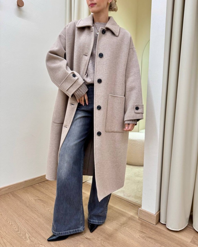 Cappotto lungo Hand Made over ovetto tortora Vicolo Shop Online Cappotto lungo Hand Made over ovetto tortora Vicolo
