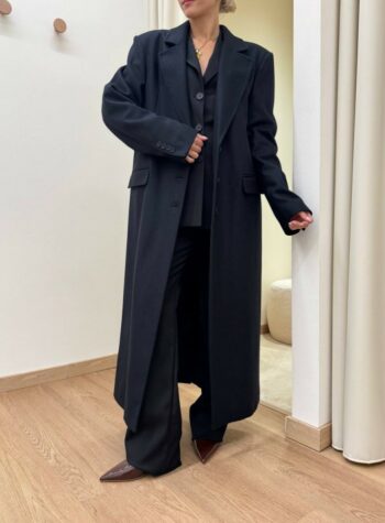 Shop Online Cappotto lungo monopetto nero Mar De Margaritas