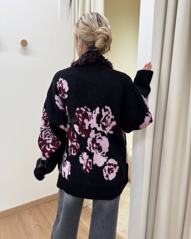 Cardigan SIERRA rose nero e rosa Kontatto Shop Online Cardigan SIERRA rose nero e rosa Kontatto