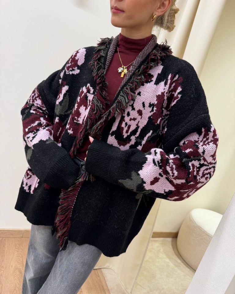 Cardigan SIERRA rose nero e rosa Kontatto Shop Online Cardigan SIERRA rose nero e rosa Kontatto