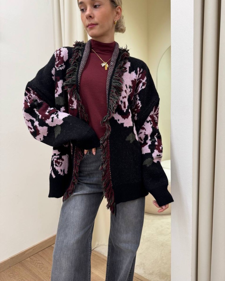 Cardigan SIERRA rose nero e rosa Kontatto Shop Online Cardigan SIERRA rose nero e rosa Kontatto