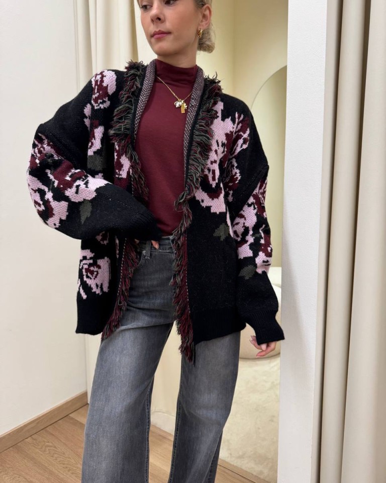 Cardigan SIERRA rose nero e rosa Kontatto Shop Online Cardigan SIERRA rose nero e rosa Kontatto