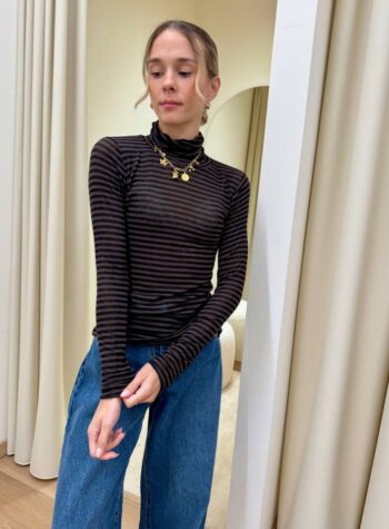 Shop Online Maglia second skin collo alto righe moro Souvenir