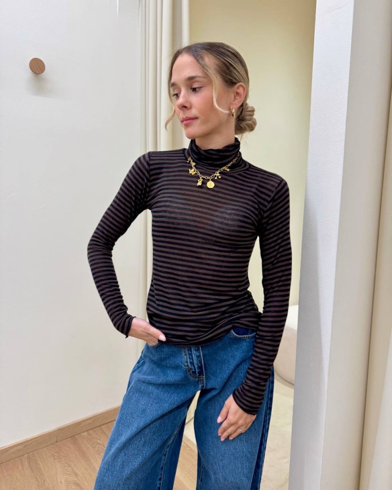 Maglia second skin collo alto righe moro Souvenir Shop Online Maglia second skin collo alto righe moro Souvenir
