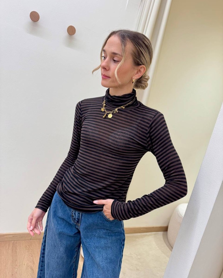 Maglia second skin collo alto righe moro Souvenir Shop Online Maglia second skin collo alto righe moro Souvenir