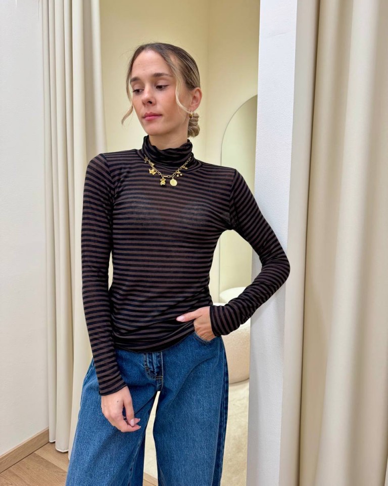Maglia second skin collo alto righe moro Souvenir Shop Online Maglia second skin collo alto righe moro Souvenir