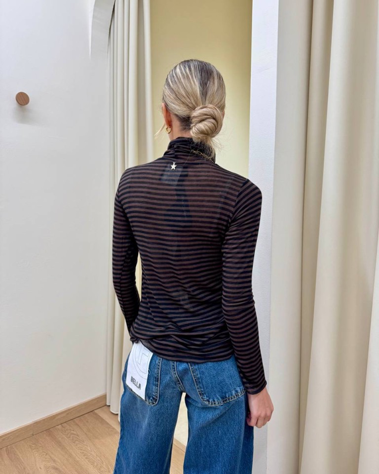 Maglia second skin collo alto righe moro Souvenir Shop Online Maglia second skin collo alto righe moro Souvenir