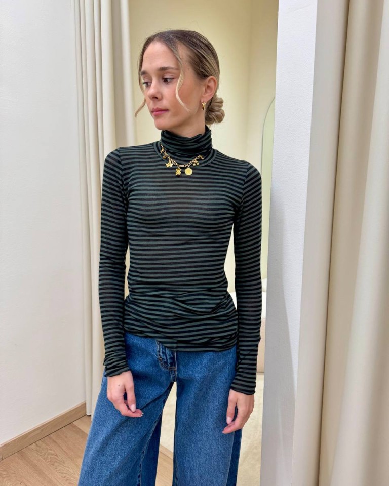 Maglia second skin collo alto righe verde Souvenir Shop Online Maglia second skin collo alto righe verde Souvenir