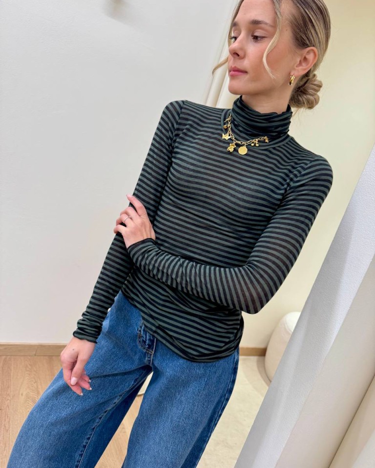 Maglia second skin collo alto righe verde Souvenir Shop Online Maglia second skin collo alto righe verde Souvenir