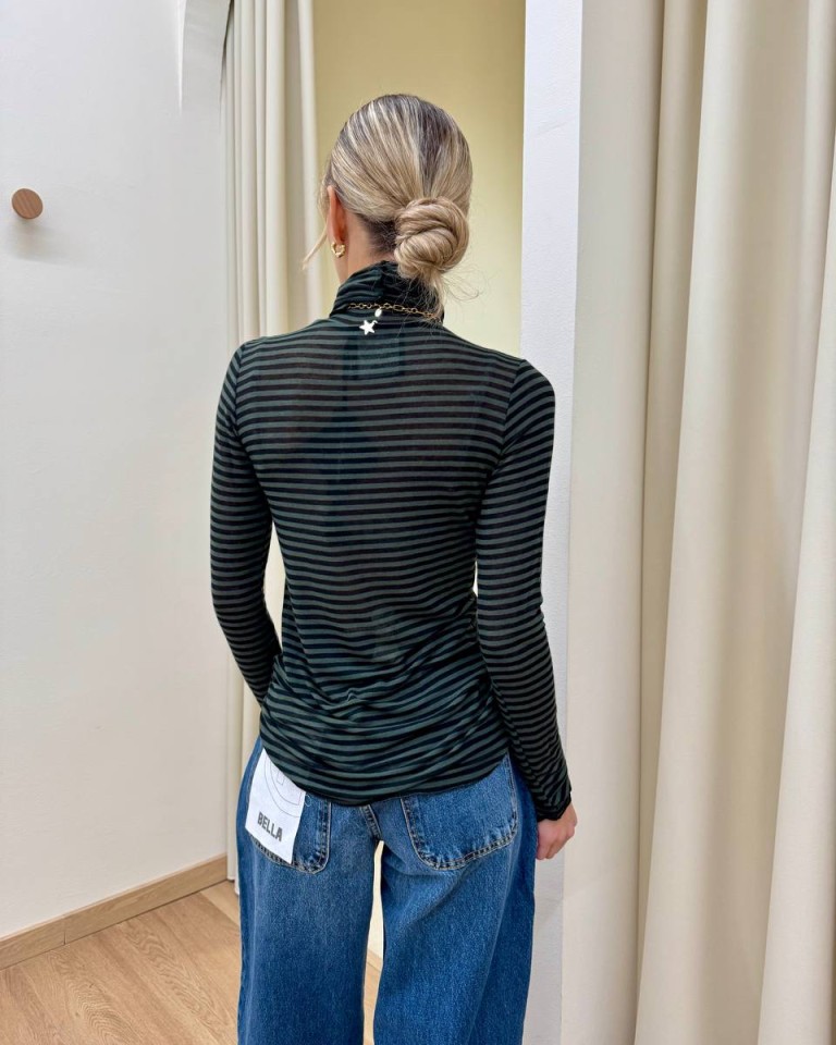 Maglia second skin collo alto righe verde Souvenir Shop Online Maglia second skin collo alto righe verde Souvenir