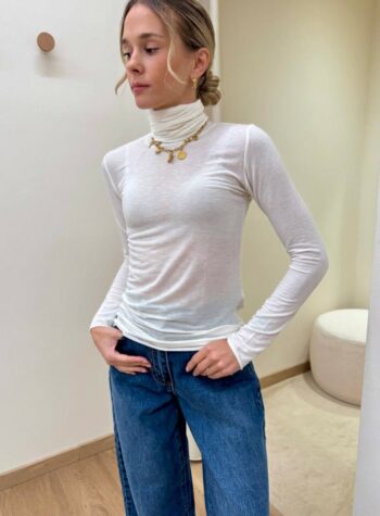 Shop Online Maglia second skin collo alto panna Souvenir