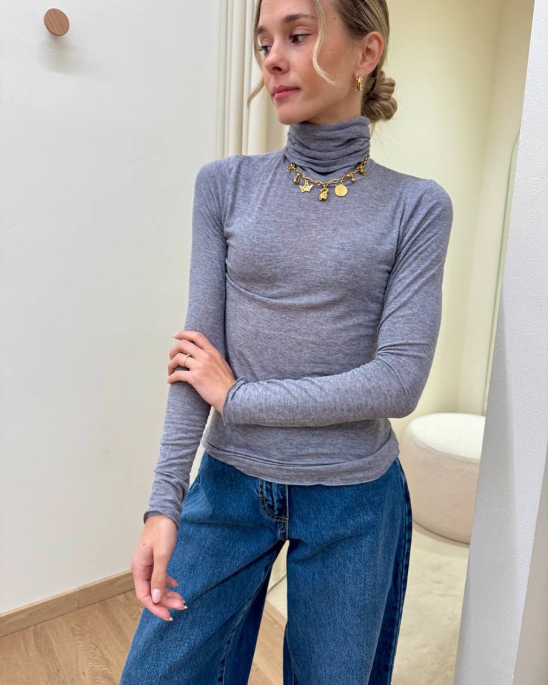 Maglia second skin collo alto grigio melange Souvenir Shop Online Maglia second skin collo alto grigio melange Souvenir