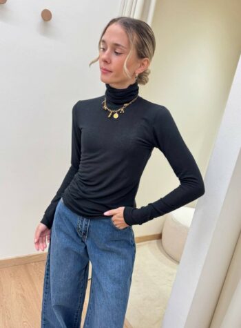 Shop Online Maglia second skin collo alto nera Souvenir