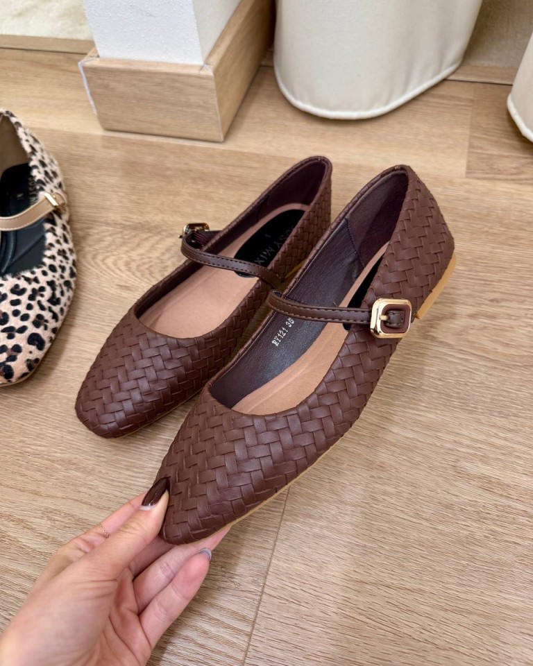 Mary jane ecopelle intrecciata moro Susy Mix Shop Online Mary jane ecopelle intrecciata moro Susy Mix