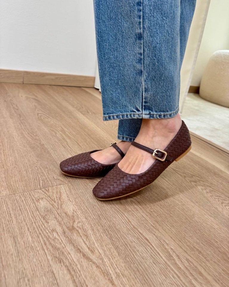 Mary jane ecopelle intrecciata moro Susy Mix Shop Online Mary jane ecopelle intrecciata moro Susy Mix