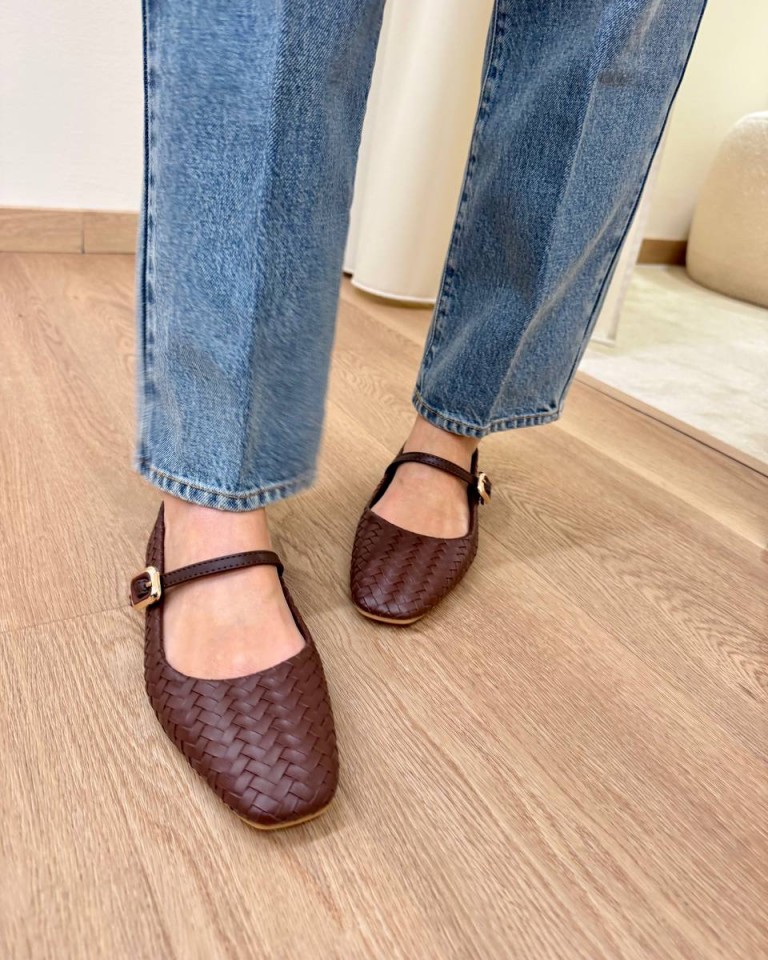 Mary jane ecopelle intrecciata moro Susy Mix Shop Online Mary jane ecopelle intrecciata moro Susy Mix