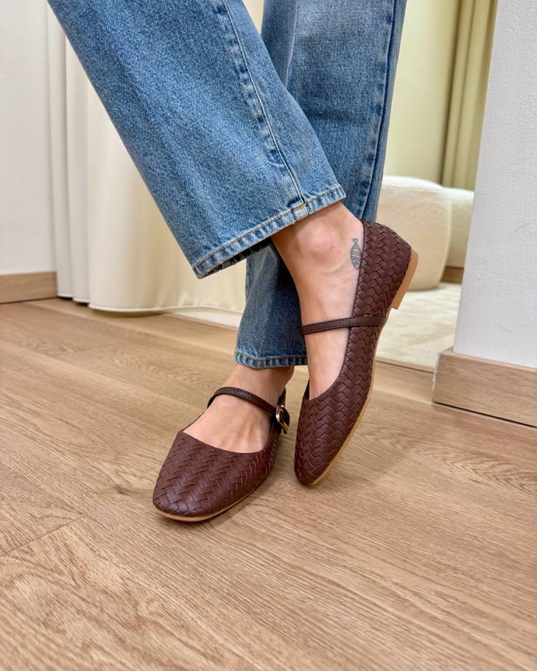 Mary jane ecopelle intrecciata moro Susy Mix Shop Online Mary jane ecopelle intrecciata moro Susy Mix