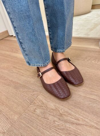 Shop Online Mary jane ecopelle intrecciata moro Susy Mix