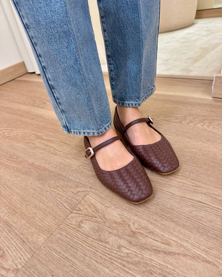 Mary jane ecopelle intrecciata moro Susy Mix Shop Online Mary jane ecopelle intrecciata moro Susy Mix