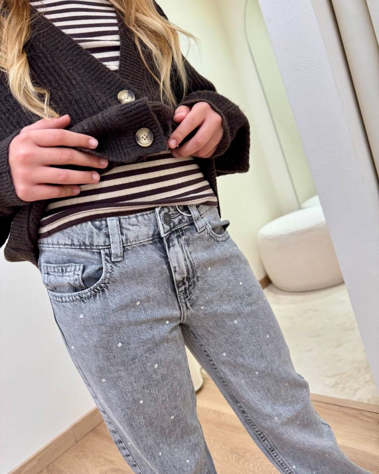 Jeans grigio con strass Name It Shop Online Jeans grigio con strass Name It