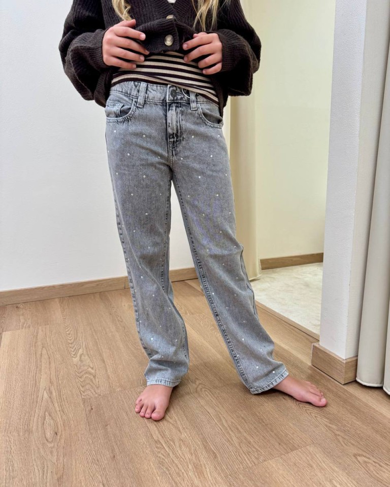 Jeans grigio con strass Name It Shop Online Jeans grigio con strass Name It