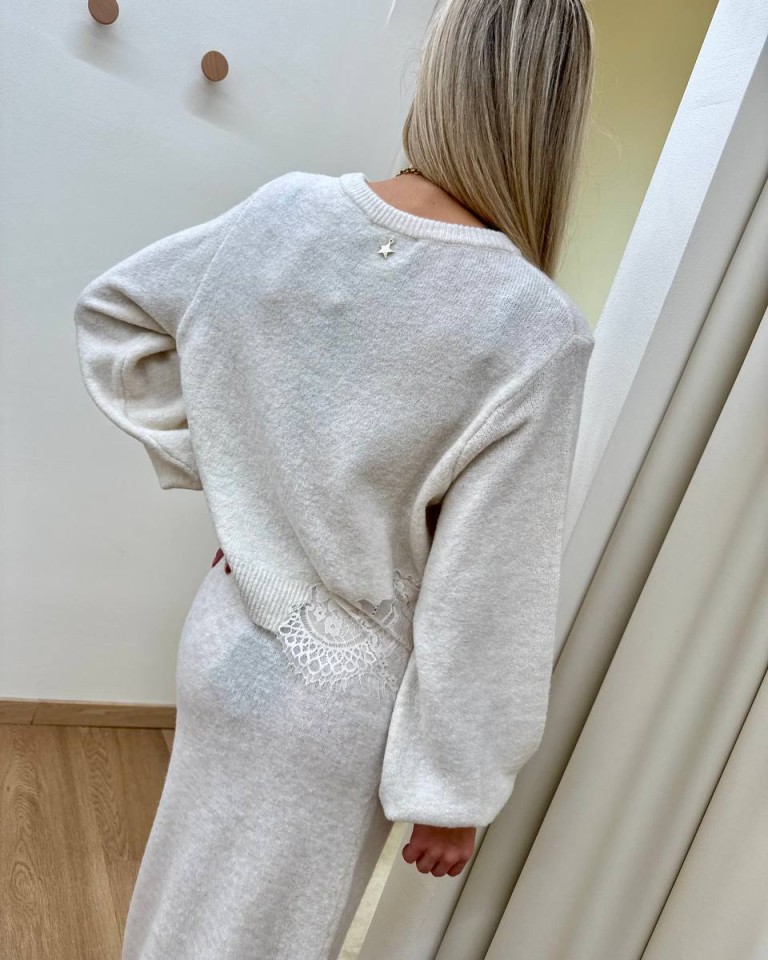 Maglione inserto pizzo panna Souvenir Shop Online Maglione inserto pizzo panna Souvenir