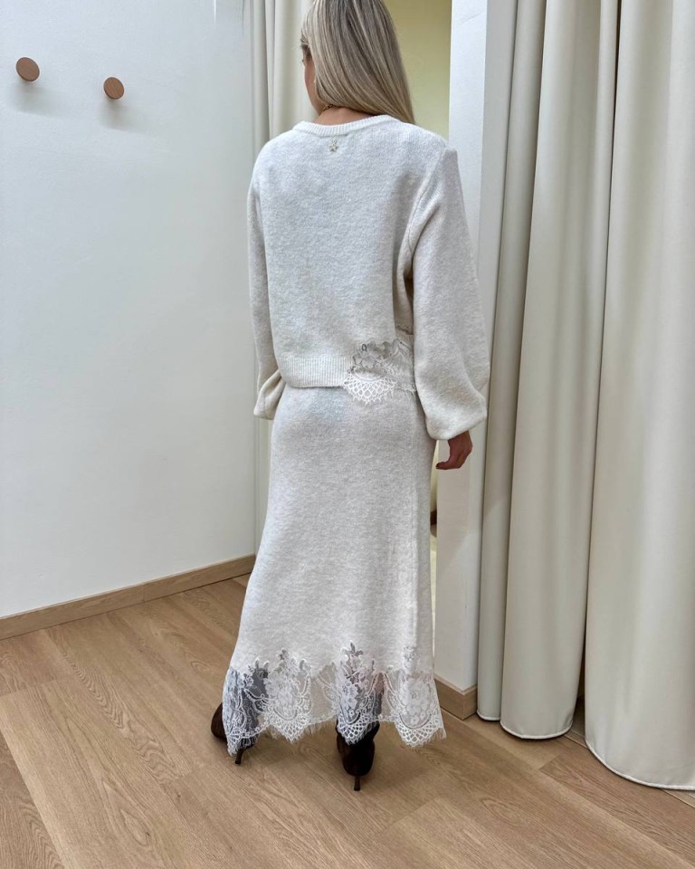 Maglione inserto pizzo panna Souvenir Shop Online Maglione inserto pizzo panna Souvenir