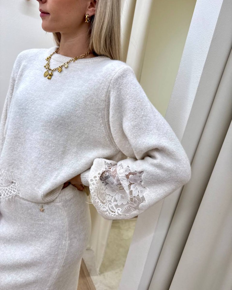 Maglione inserto pizzo panna Souvenir Shop Online Maglione inserto pizzo panna Souvenir
