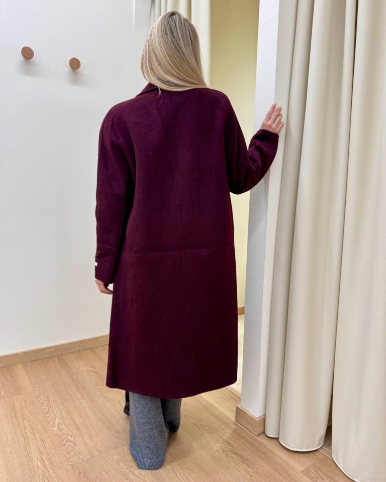 Cappotto Hand Made lungo doppiopetto bordeaux Kontatto Shop Online Cappotto Hand Made lungo doppiopetto bordeaux Kontatto