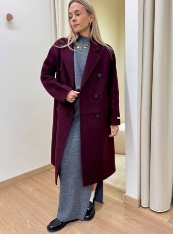 Shop Online Cappotto Hand Made lungo doppiopetto bordeaux Kontatto