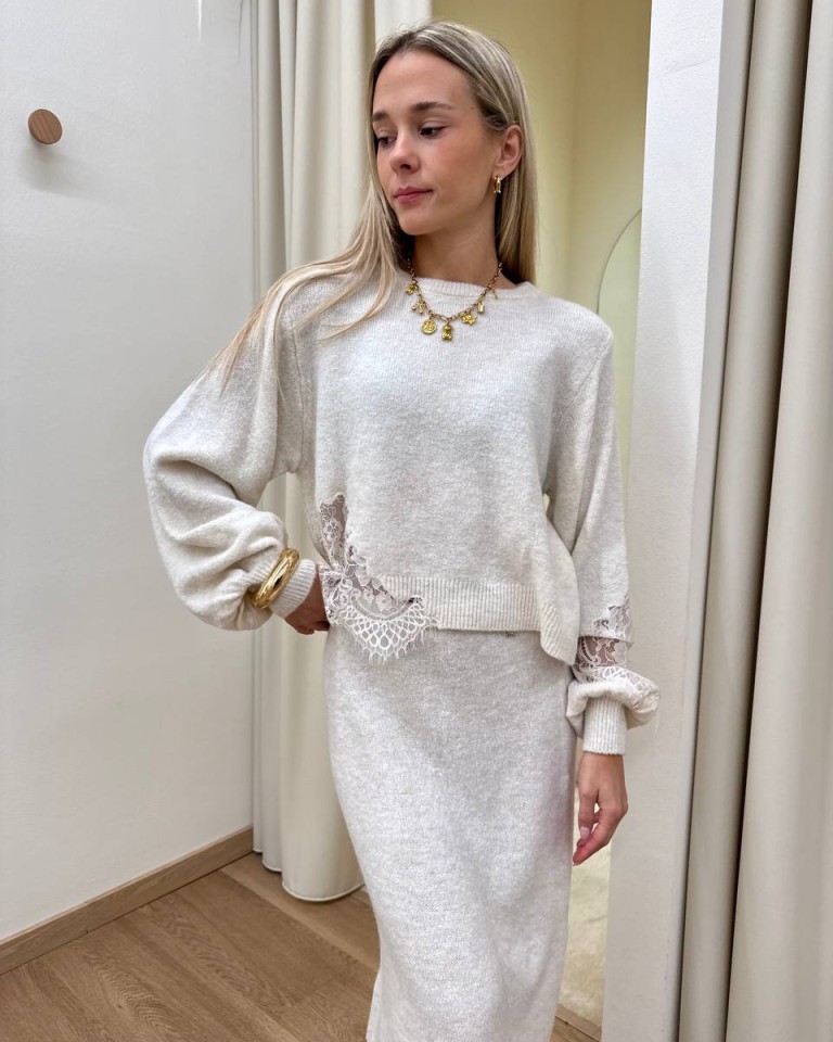 Maglione inserto pizzo panna Souvenir Shop Online Maglione inserto pizzo panna Souvenir