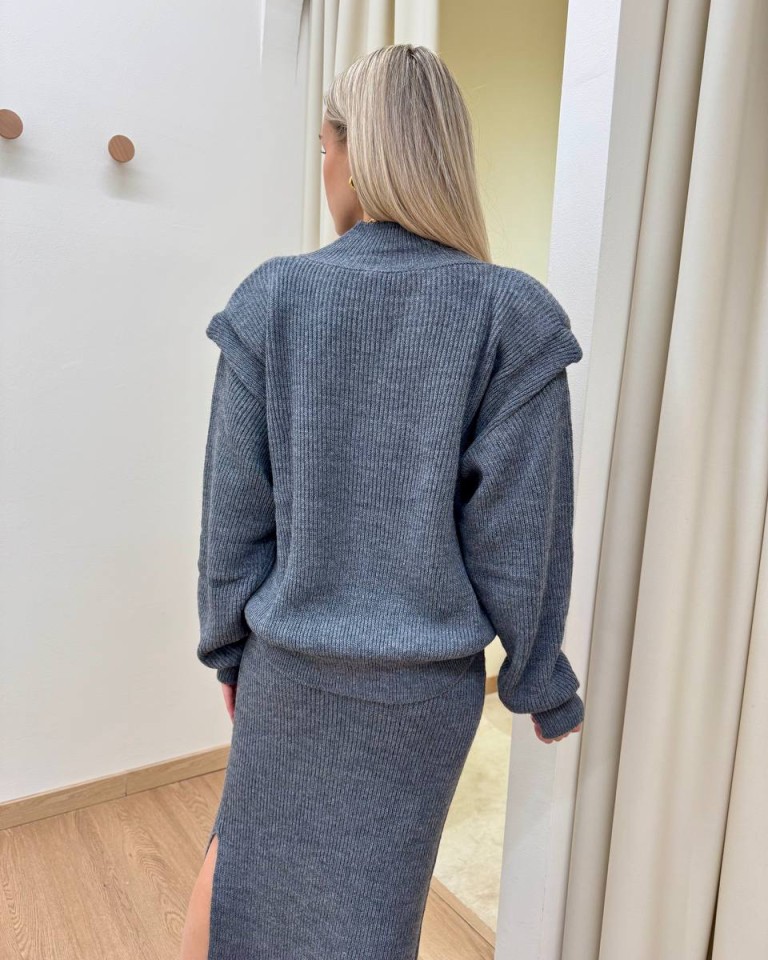 Maglione spalline imbottite grigio Kontatto Shop Online Maglione spalline imbottite grigio Kontatto