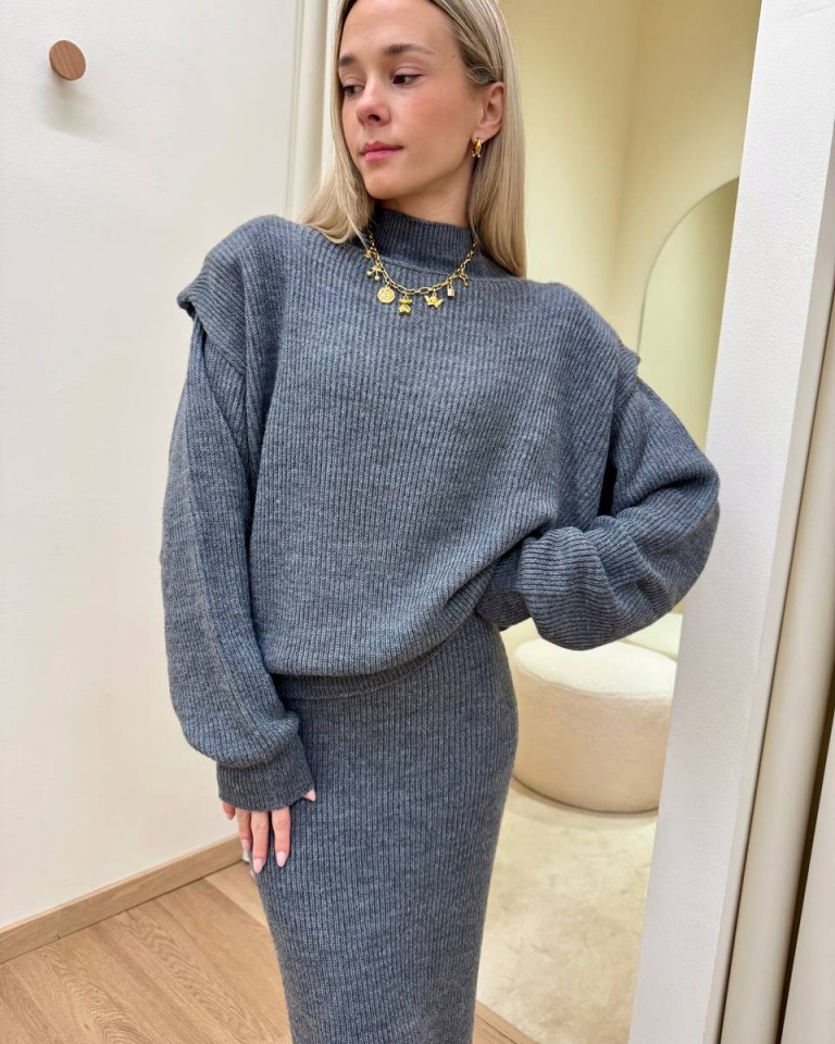 Maglione spalline imbottite grigio Kontatto Shop Online Maglione spalline imbottite grigio Kontatto